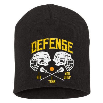 Lacrosse Defense I Hit Take You Drop Lax Player Short Acrylic Beanie
