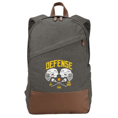 Lacrosse Defense I Hit Take You Drop Lax Player Cotton Canvas Backpack