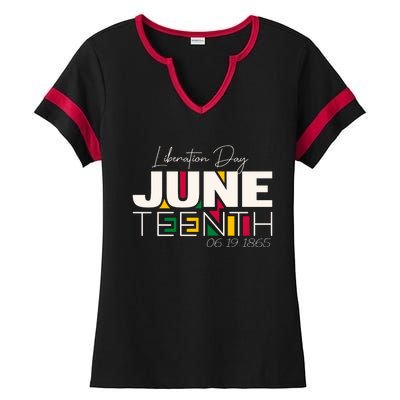 Liberation Day Juneteenth Commemorative Graphic Ladies Halftime Notch Neck Tee