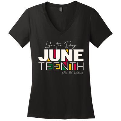 Liberation Day Juneteenth Commemorative Graphic Women's V-Neck T-Shirt