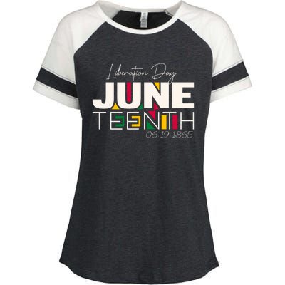 Liberation Day Juneteenth Commemorative Graphic Enza Ladies Jersey Colorblock Tee