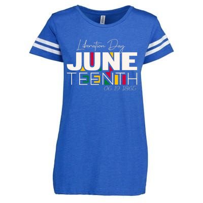 Liberation Day Juneteenth Commemorative Graphic Enza Ladies Jersey Football T-Shirt