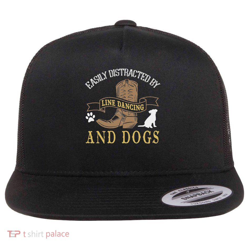 Line Dance Joke Dog Lover Line Dancing Line Dancer Flat Bill Trucker Hat