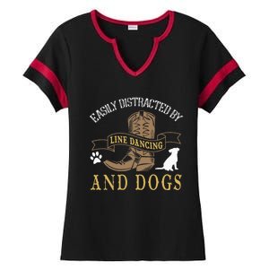 Line Dance Joke Dog Lover Line Dancing Line Dancer Ladies Halftime Notch Neck Tee