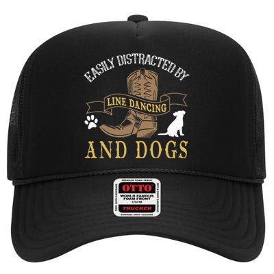 Line Dance Joke Dog Lover Line Dancing Line Dancer High Crown Mesh Back Trucker Hat