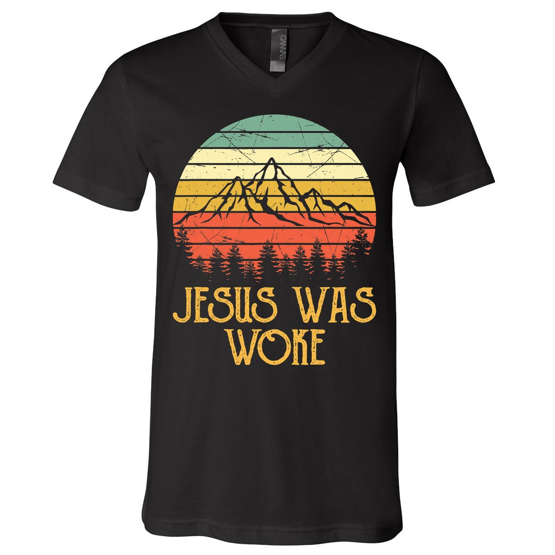Liberal Democrat Jesus Was Woke Christian V-Neck T-Shirt