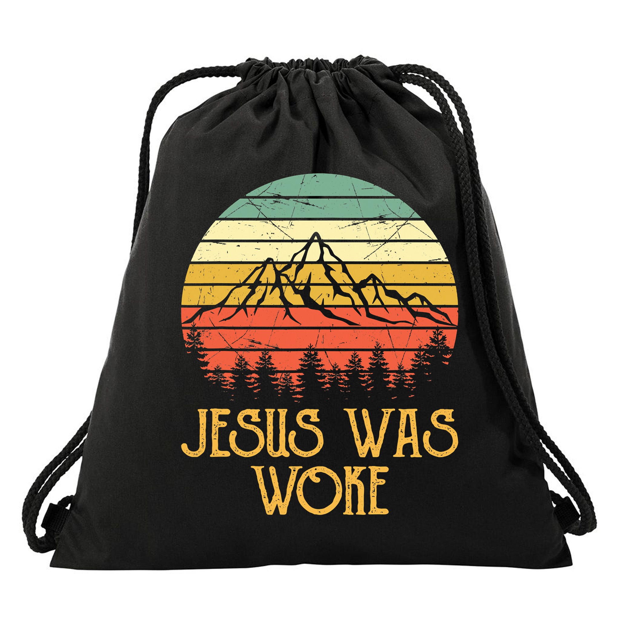 Liberal Democrat Jesus Was Woke Christian Drawstring Bag
