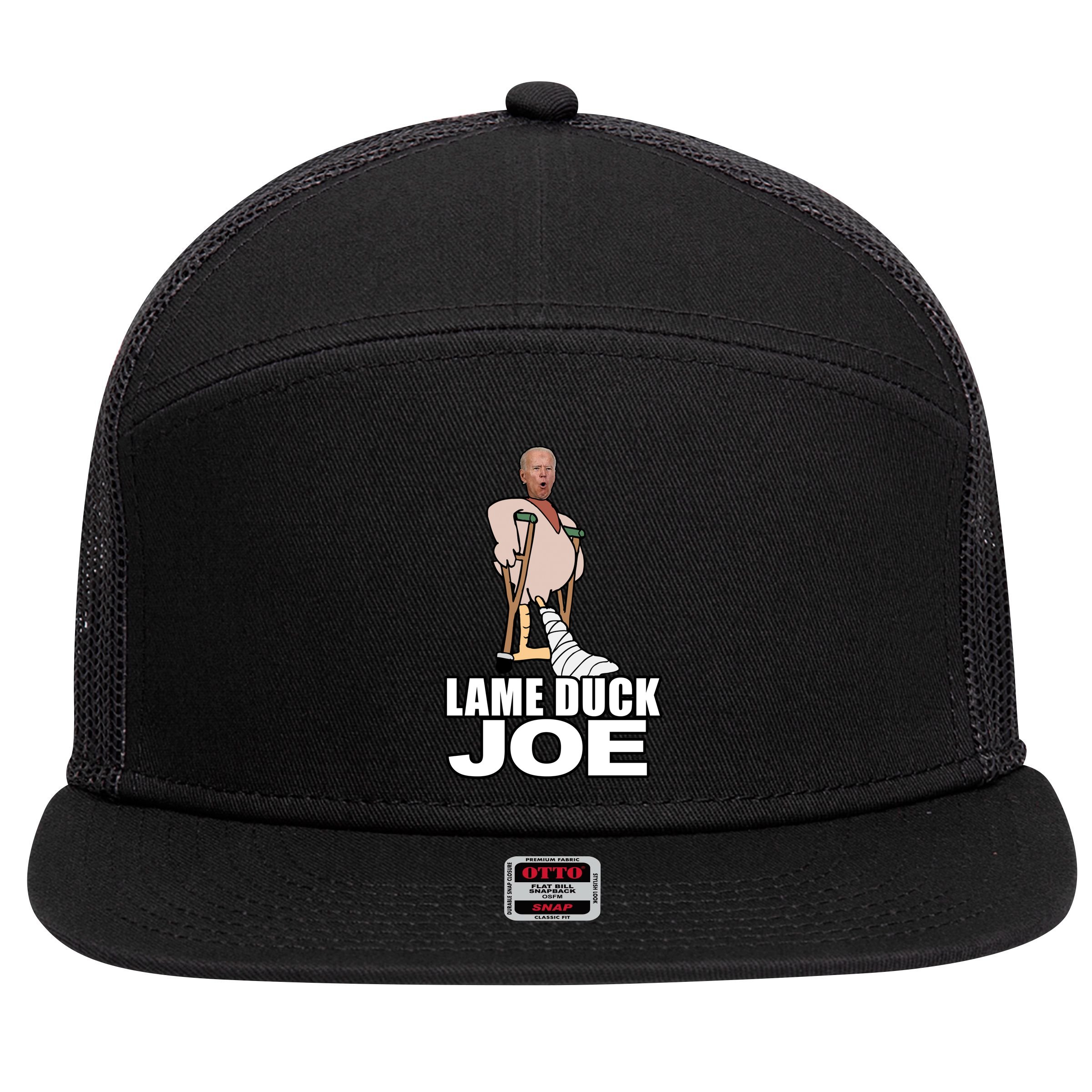 Lame Duck Joe Biden Funny 7 Panel Mesh Trucker Snapback Hat