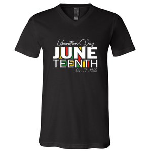 Liberation Day Juneteenth 1865 Black Freedom African Flag Gift African Pride V-Neck T-Shirt