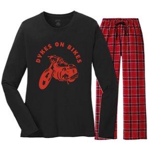 Lesbian D Kes On Bikes Lesbian History Pride Women's Long Sleeve Flannel Pajama Set 