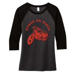 Lesbian D Kes On Bikes Lesbian History Pride Women's Tri-Blend 3/4-Sleeve Raglan Shirt