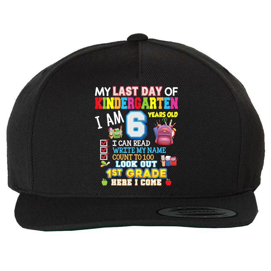 Last Day Kindergarten 1st Grade Here We Come Graduation For Kid Wool Snapback Cap