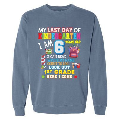 Last Day Kindergarten 1st Grade Here We Come Graduation For Kid Garment-Dyed Sweatshirt