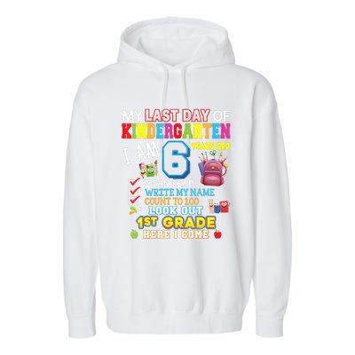 Last Day Kindergarten 1st Grade Here We Come Graduation For Kid Garment-Dyed Fleece Hoodie