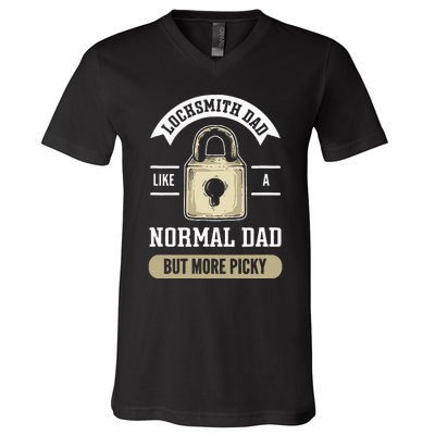 Locksmith Dad. Lock Picking. Locksmith V-Neck T-Shirt