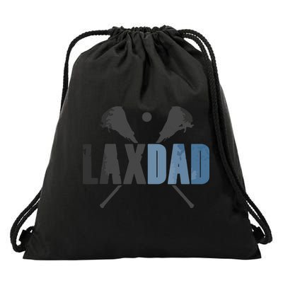 Lax Dad Lacrosse Player Father Coach Sticks Vintage Graphic Drawstring Bag