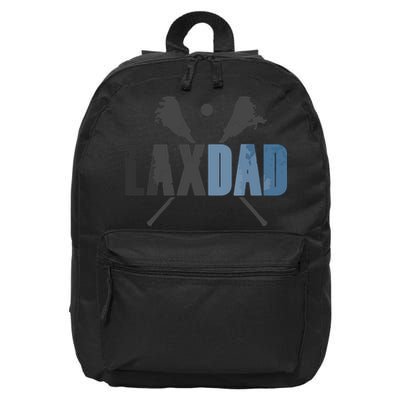 Lax Dad Lacrosse Player Father Coach Sticks Vintage Graphic 16 in Basic Backpack