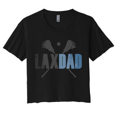 Lax Dad Lacrosse Player Father Coach Sticks Vintage Graphic Crop Top
