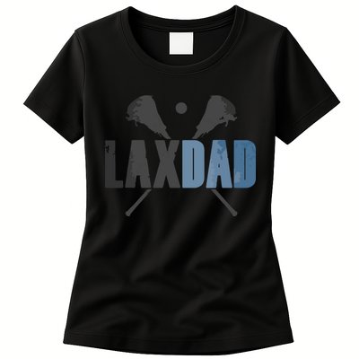 Lax Dad Lacrosse Player Father Coach Sticks Vintage Graphic Womens T-Shirt