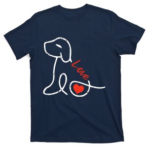 Love Dog Line Art Valentines Day Cute Doggie Puppy Lover T-Shirt