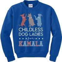 Less Dog Ladies For Kamala Voting For Kamala Harris Gift Kids Sweatshirt