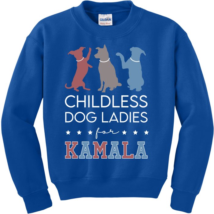 Less Dog Ladies For Kamala Voting For Kamala Harris Gift Kids Sweatshirt