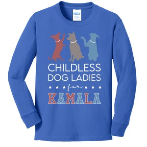 Less Dog Ladies For Kamala Voting For Kamala Harris Gift Kids Long Sleeve Shirt