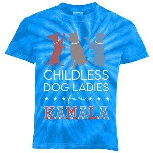 Less Dog Ladies For Kamala Voting For Kamala Harris Gift Kids Tie-Dye T-Shirt