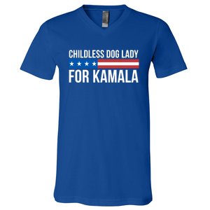 Less Dog Lady For Kamala Gift V-Neck T-Shirt