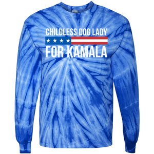 Less Dog Lady For Kamala Gift Tie-Dye Long Sleeve Shirt