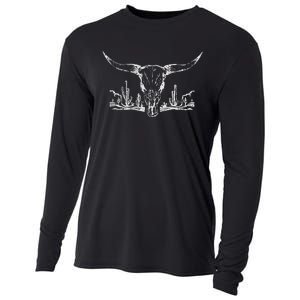 Longhorn Desert Life Cactus Cow Skull Cooling Performance Long Sleeve Crew