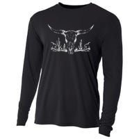 Longhorn Desert Life Cactus Cow Skull Cooling Performance Long Sleeve Crew