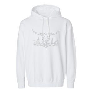 Longhorn Desert Life Cactus Cow Skull Garment-Dyed Fleece Hoodie