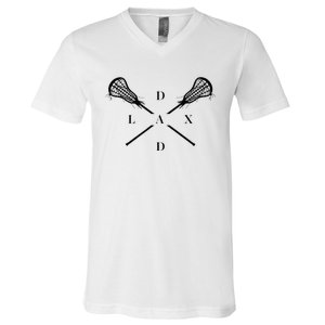 Lax Dad Lacrosse For Lacrosse Player V-Neck T-Shirt