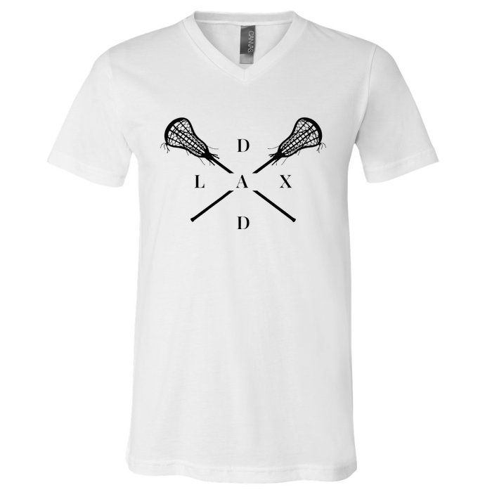 Lax Dad Lacrosse For Lacrosse Player V-Neck T-Shirt