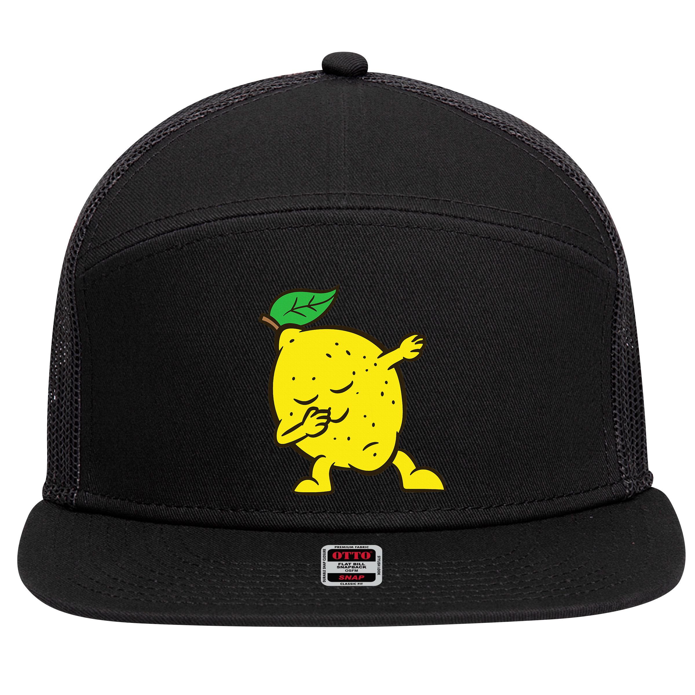 Lemon Dabbing Lemon Fruit Love Lemons 7 Panel Mesh Trucker Snapback Hat