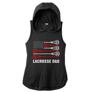 Lacrosse Dad Lax Dad Usa Flag Patriotic Ladies PosiCharge Tri-Blend Wicking Draft Hoodie Tank