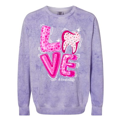 Love Dental Life Tooth Heart Dentist Valentine's Day Gift Colorblast Crewneck Sweatshirt