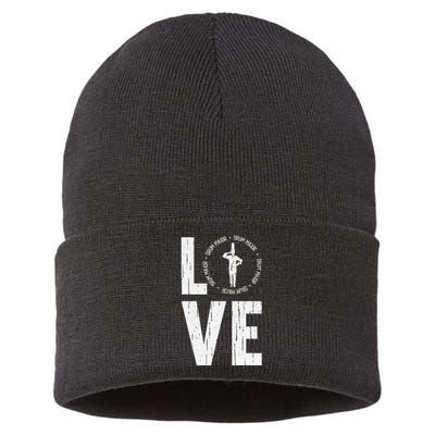 Love Drum Major Cool Marching Band Director Sustainable Knit Beanie