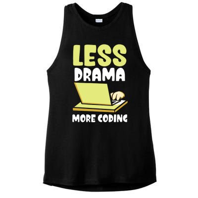 Less Drama More Coding Programmer Programming Coder Code It Gift Ladies PosiCharge Tri-Blend Wicking Tank