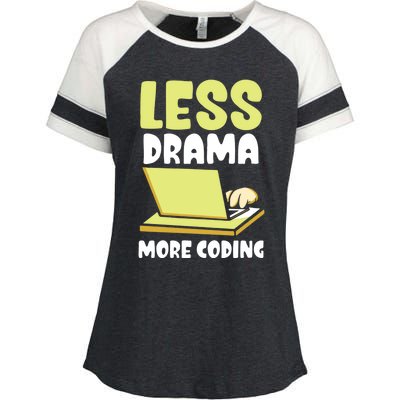 Less Drama More Coding Programmer Programming Coder Code It Gift Enza Ladies Jersey Colorblock Tee