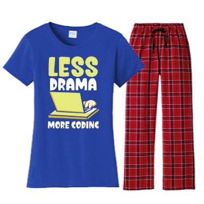 Less Drama More Coding Programmer Programming Coder Code It Gift Women's Flannel Pajama Set