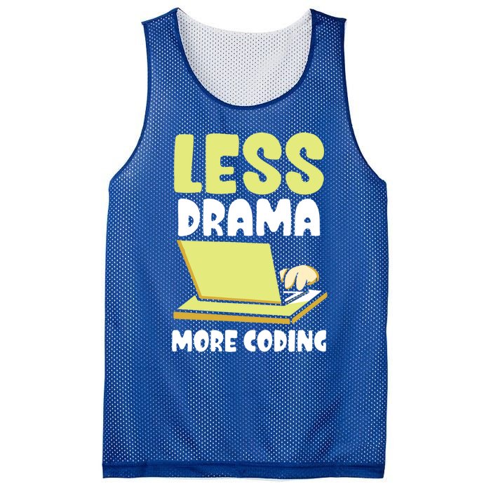 Less Drama More Coding Programmer Programming Coder Code It Gift Mesh Reversible Basketball Jersey Tank