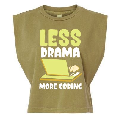 Less Drama More Coding Programmer Programming Coder Code It Gift Garment-Dyed Women's Muscle Tee