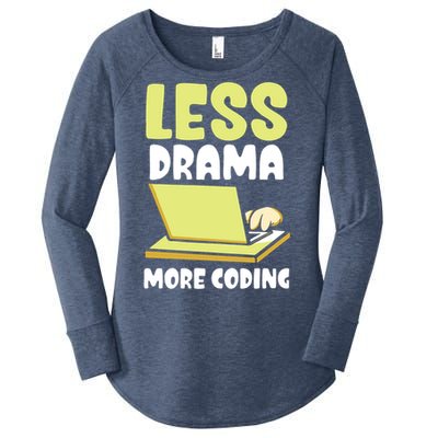 Less Drama More Coding Programmer Programming Coder Code It Gift Women's Perfect Tri Tunic Long Sleeve Shirt