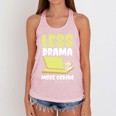 Less Drama More Coding Programmer Programming Coder Code It Gift Women's Knotted Racerback Tank