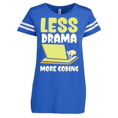 Less Drama More Coding Programmer Programming Coder Code It Gift Enza Ladies Jersey Football T-Shirt