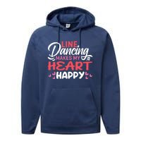 Line Dancing Makes My Heart Happy Funny Line Performance Fleece Hoodie