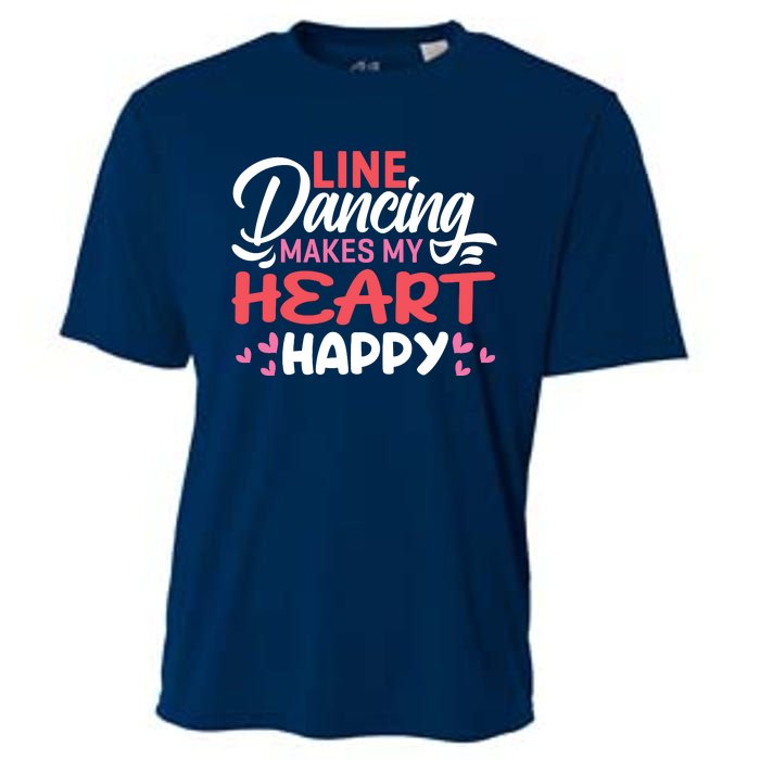 Line Dancing Makes My Heart Happy Funny Line Cooling Performance Crew T-Shirt