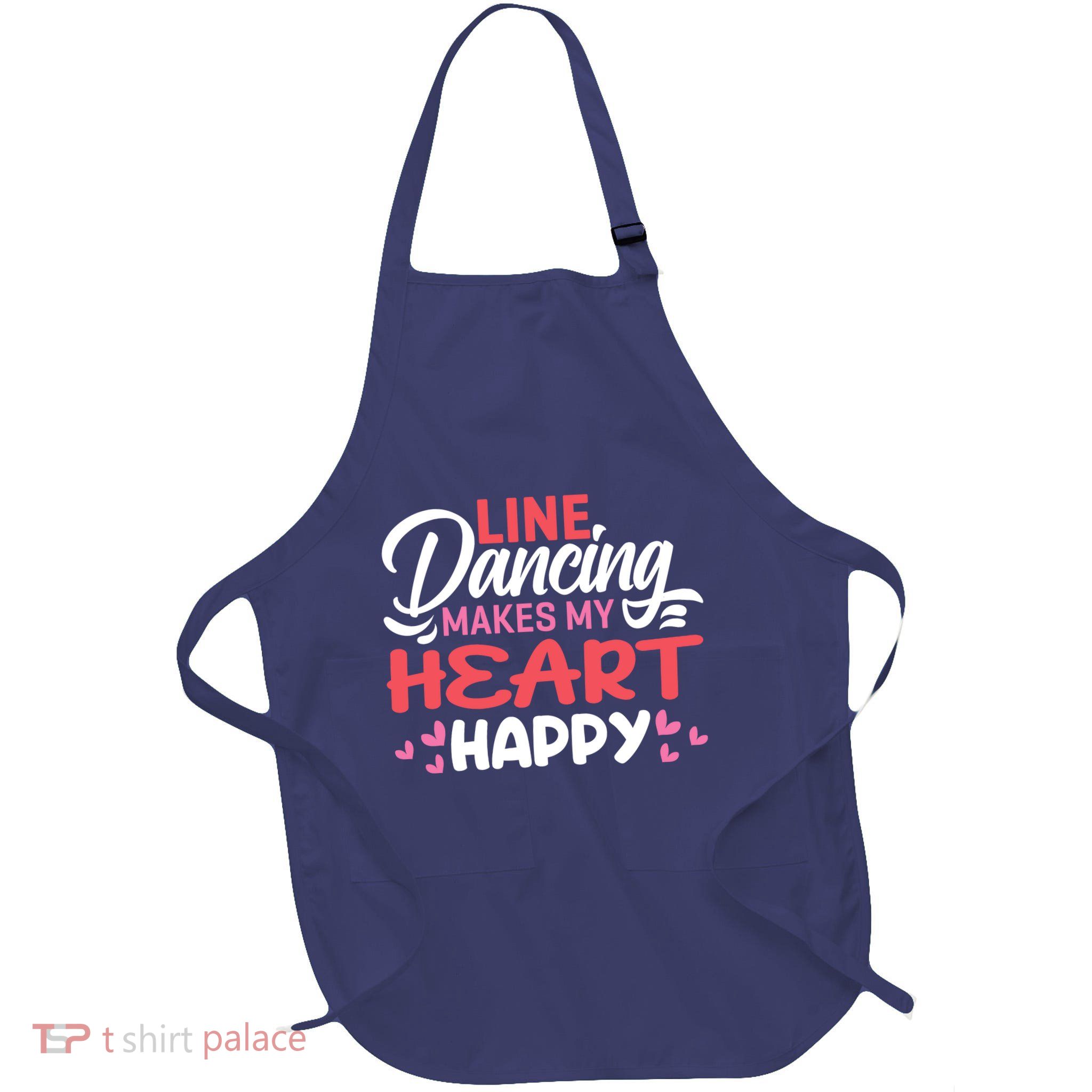 Line Dancing Makes My Heart Happy Funny Line Full-Length Apron With Pockets
